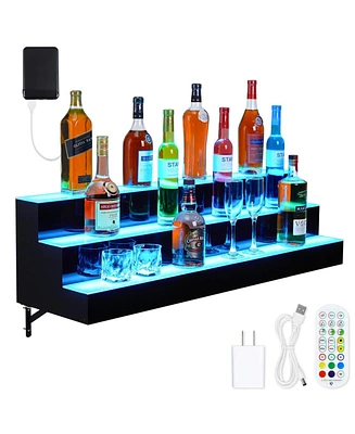 gaomon 40-Inch Acrylic Led Wine Display Rack - Remote Control, App-Controlled, Modern Design, 3-Tier Shelf