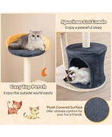 Gymax 50'' Cute Cat Tree for Indoor Cats Multi-level Cat Tower w/ Sisal Scratching Posts