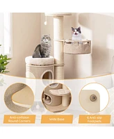 Gymax 61'' Cat Tree for Indoor Cats w/ 2-stoery Condo Top Perch Sisal Scratching Posts