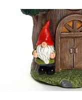 LuxenHome Gnome Tree Stump MgO Indoor and Outdoor Sculpture Side Table