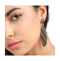 Contrast Intricate Oval Drop Earrings