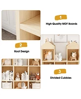 gaomon Wooden Kids Bookcase Toy Storage Organizer Bookshelf Toddlers Playhouse Cabinet Shelf Cubby Storage Toy Shelf