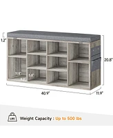 gaomon 41 Inches Entryway Shoe Storage Cabinet Bench with 10 Cubbies,Shoe Rack with Cushion