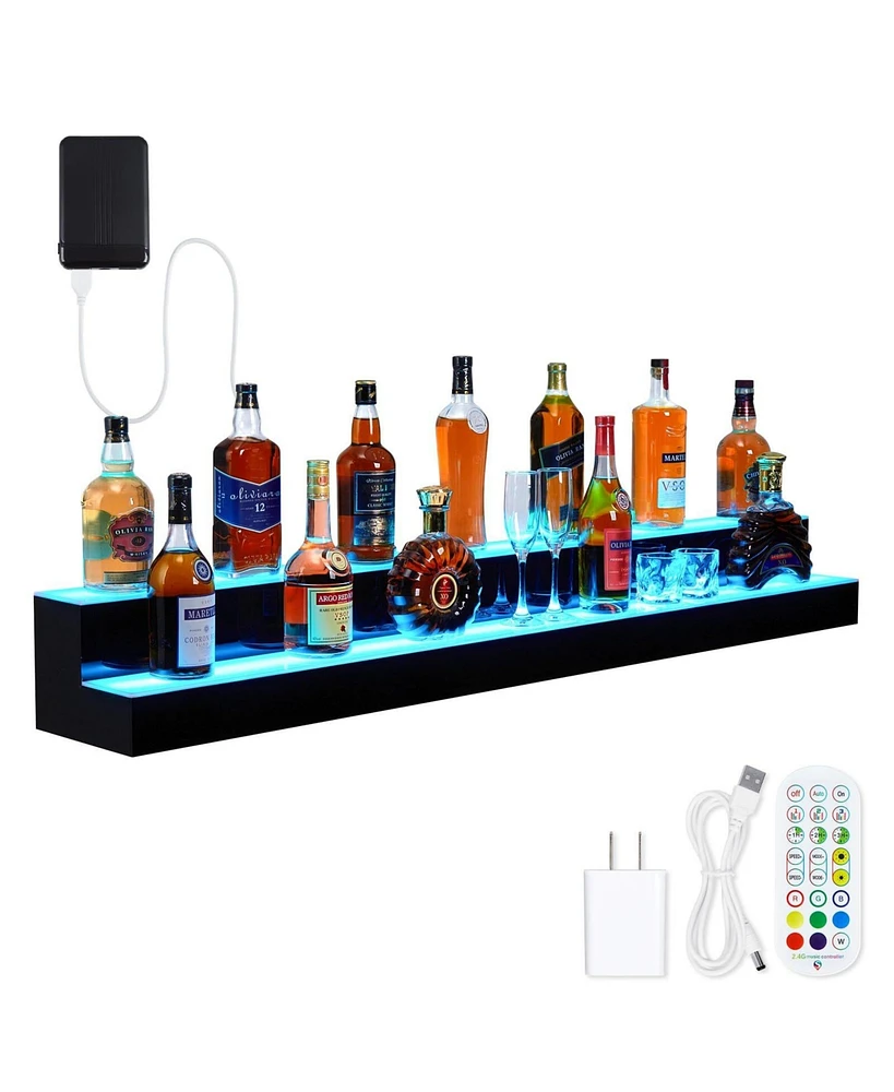 gaomon 60-Inch Acrylic Led Wine Display Rack - Remote Control, App-Controlled, Modern Design, Two-Step Shelf, and Home Bar Accessory