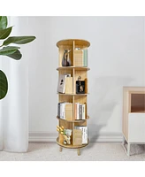 Slickblue 4-Layer Rotating Bookcase for Space-Saving and Convenient Storage