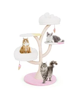 Gymax Multi-Layer Cat Tree Cute Cat Tower w/ 2 Cat Perches & 2 Platforms