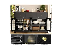 gaomon Buffet Cabinet with Storage, 55.1" Large Sideboard Buffet Cabinet, Farmhouse Kitchen Cabinet Display Cabinet with 3 Drawers and 4 Doors