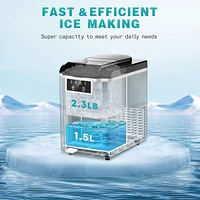Jinjunye Nugget Ice Maker Countertop,38lbs Per Day, with Soft Chewable Pellet Ice, Self-Cleaning