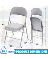 Skonyon Outdoor/Indoor Grey Vinyl Padded Folding Dining Chair (Set of 4)