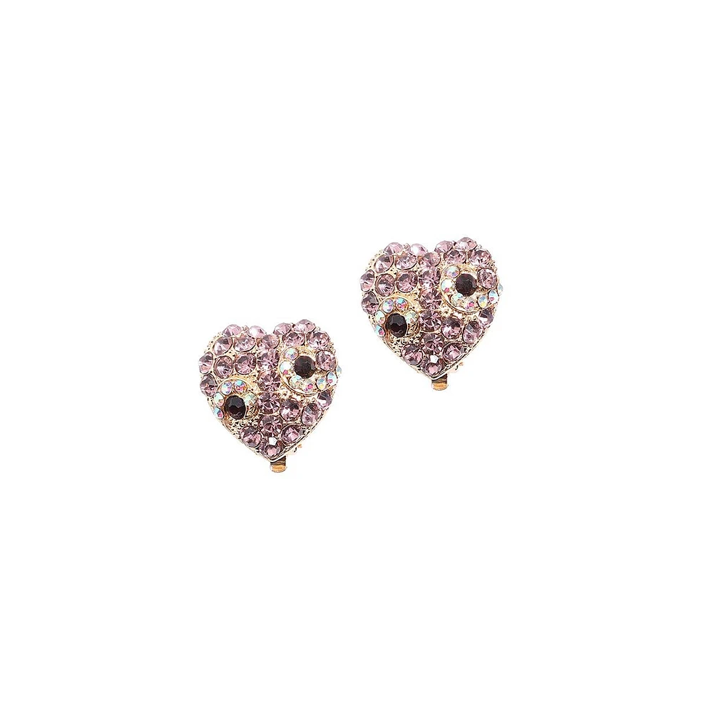 Sohi Crystal Heart Stud Earrings