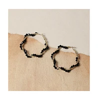 Beaded Twist Hoop Earrrings