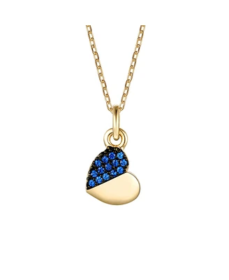 GiGiGirl Children's s 14k Yellow & Black Gold Plated with Red or Blue Cubic Zirconia Heart Pendant Necklace