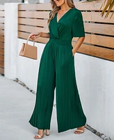 Cupshe Women's V-Neck Emerald Enchantment Jumpsuit