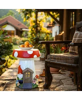 LuxenHome Gnome Mushroom MgO Indoor and Outdoor Sculpture Side Table