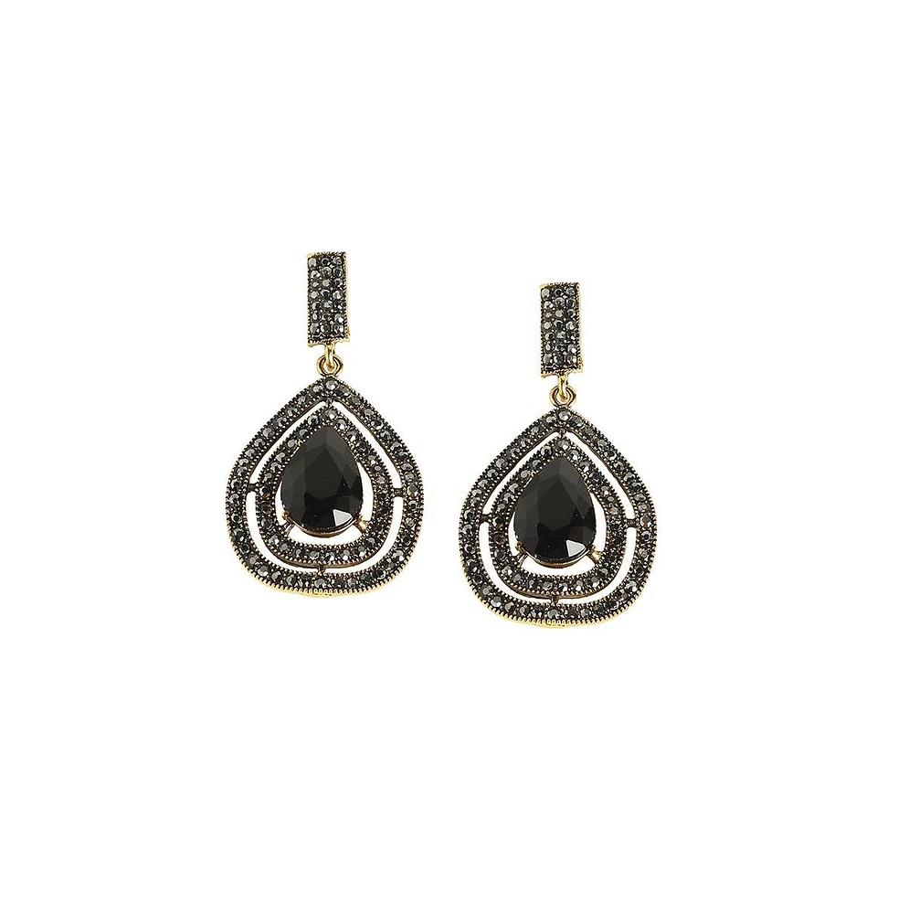 Sohi Embellished Lined Teardrop Earrings