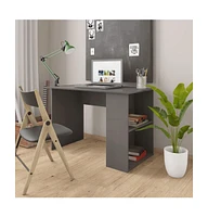 vidaXL Desk High Gloss Gray 43.3" x 23.6" x 28.7" Engineered Wood
