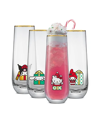 JoyJolt Hello Kitty and Friends Holiday Stemless Flutes, Set of 4