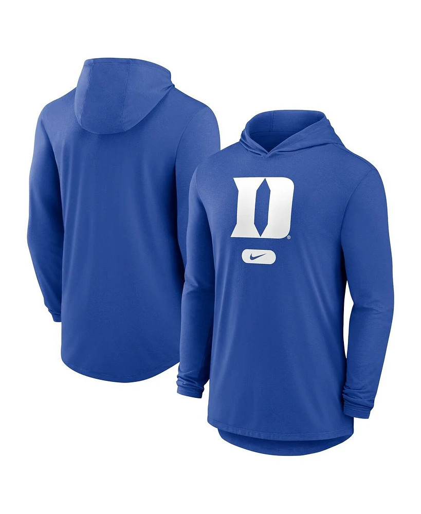 Nike Men's Royal Duke Blue Devils Lightweight Performance Long Sleeve Hoodie T-Shirt