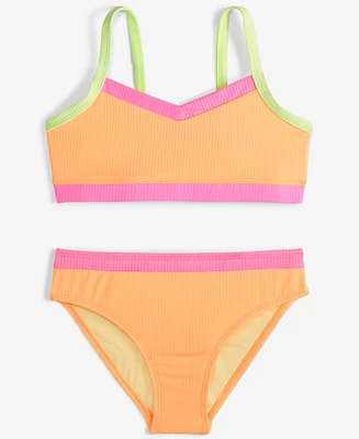Breaking Waves Big Girls 2-Pc. Colorblocked Swimsuit
