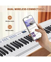 Sugift White 88 Key Digital Piano Keyboard with Stand Full-Size Semi-Weighted Electric Piano