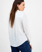 I.n.c. International Concepts Petite Button-Pocket Long-Sleeve Shirt, Exclusively at Macy's