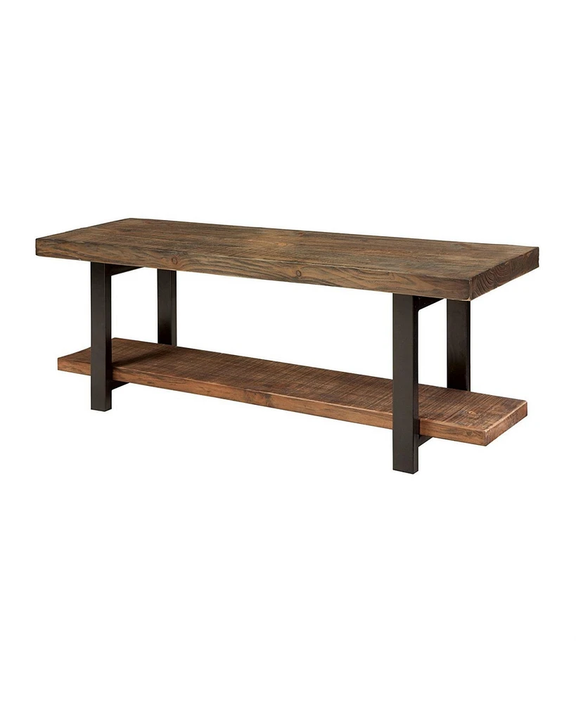 Slickblue Modern Industrial Style Wood and Metal Accent Bench for Living Room or Entryway