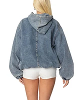 Edikted Women's Marney Oversized Studded Denim Hoodie