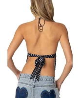 Edikted Women's Polka Dot Backless Chiffon Top