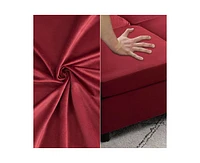 gaomon 86 Inch Sofa With Petal & Comfortable Cushion, Comfy Modern 9-Seats Sofa, Removable Medium Firm Sofa Cushion, Wine Red