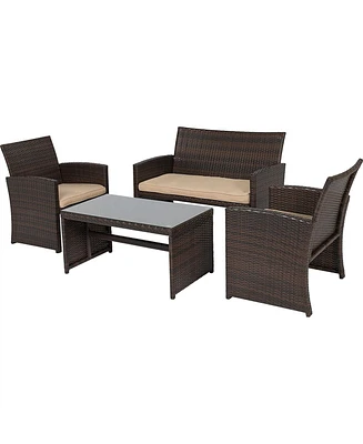 Slickblue Resin Wicker 4-Piece Modern Patio Furniture Set with Cushions