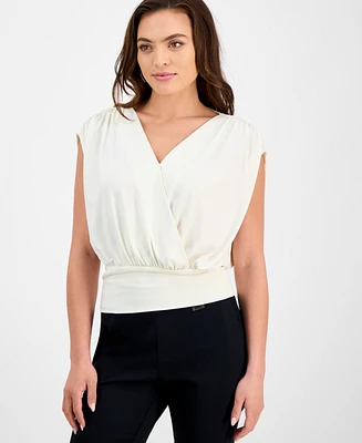I.n.c. International Concepts Petite Surplice-Neck Sleeveless Top, Exclusively at Macy's