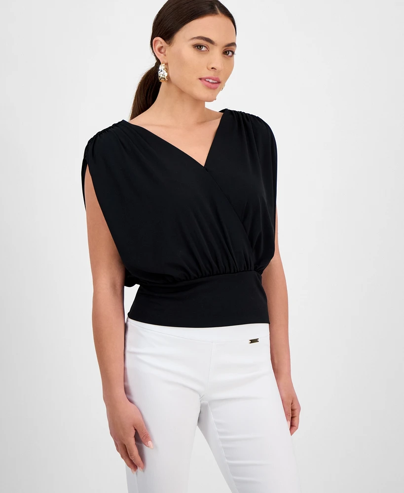 I.n.c. International Concepts Petite Surplice-Neck Sleeveless Top, Exclusively at Macy's