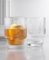 Godinger Sullivan Street Fluted Double Old Fashioned Glasses, Set of 4