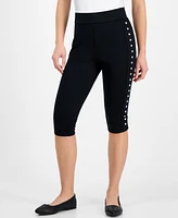 Bar Iii Petite Side-Studded Ponte Capri Pants, Exclusively at Macy's