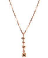 Brown & White Diamond Vertical Drop Pendant Necklace (1/2 ct. t.w.) in 14k Rose Gold, 16" + 2" extender