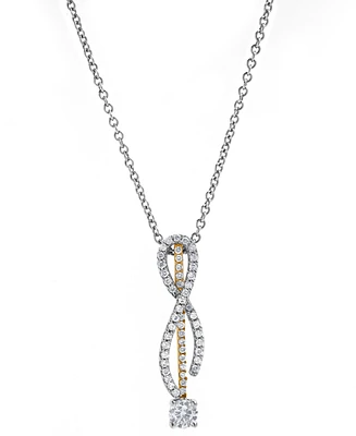 Diamond Ribbon Inspired 18" Pendant Necklace (1/2 ct. t.w.) in 14k Two-Tone Gold