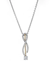 Diamond Ribbon Inspired 18" Pendant Necklace (1/2 ct. t.w.) in 14k Two-Tone Gold