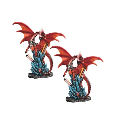 Fc Design 2-pc Set" 9"H Red Dragon on Rainbow Icicle Figurine Statue Ornament Home Room Office Decor and Perfect Ideas for Housewarming, Holidays and