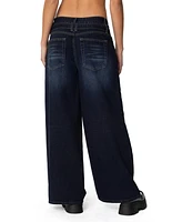 Edikted Women's Super Baggy Belted Low Rise Jeans