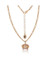 Juicy Couture Crown Pendant Necklace & Stud Earrings Set - Pink Crystal Embellished