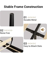 gaomon with Linen Uphokltered Headboard, Metal Support, No Box Spring Needed, Noise Free, Under Bed Storage, Easy Assembly