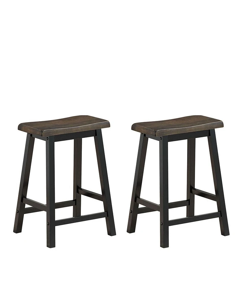 Gymax Set of 2 Bar Stools 24''H Saddle Seat Pub Chair Home Kitchen Dining Room