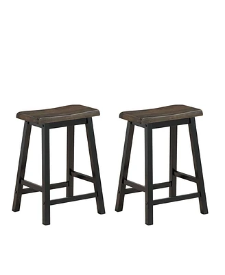 Gymax Set of 2 Bar Stools 24''H Saddle Seat Pub Chair Home Kitchen Dining Room