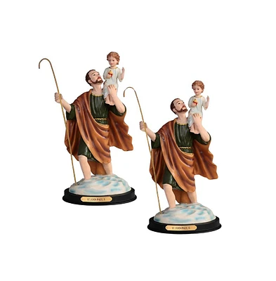 Fc Design "2-pc Set" 12"H Saint Christopher Statue Holy Figurine Statue Ornament Home Room Office Decor and Perfect Ideas for Housewarming, Holidays a