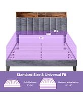 Sersper Upholstered Bed Frame with Charging Station and Storage Headboard