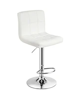 Gymax Set of 4 Pu Leather Bar Stool Swivel Bar Chair w/ Adjustable Height