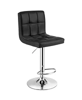 Gymax Set of 4 Pu Leather Bar Stool Swivel Bar Chair w/ Adjustable Height