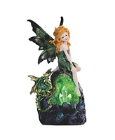 Fc Design "2-pc Set" 8"H Green Fairy and Baby Dragon with Led Faux Crystal Stone Figurine Statue Ornament Home Room Office Decor and Perfect Ideas for