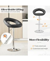Gymax Set of 4 Adjustable Bar Stools Swivel Pub Chairs Barstools Pu Leather