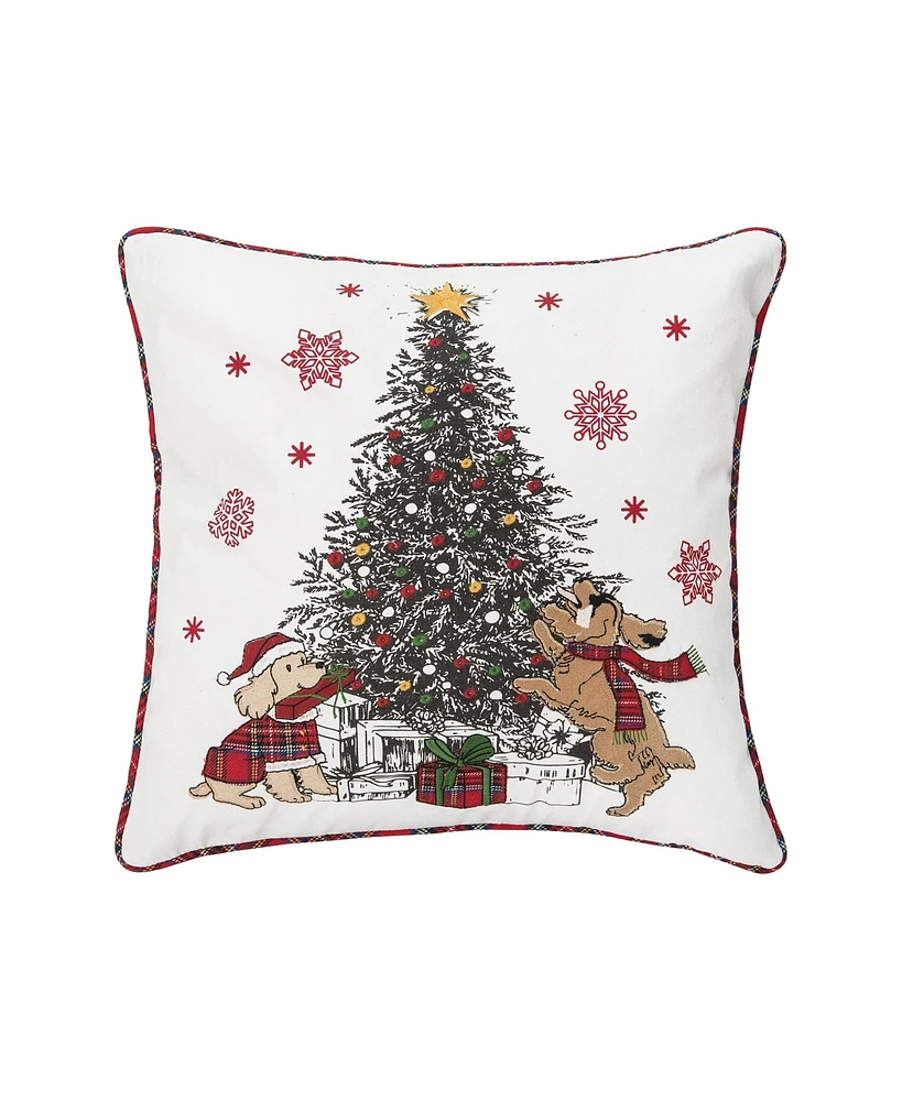 C&F Home Festive Dogs Around Tree 18" x 18" Embellished Throw Pillow